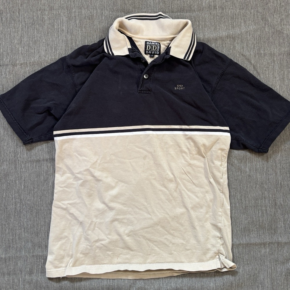 Navy and cream Daniel David polo shirt - L
